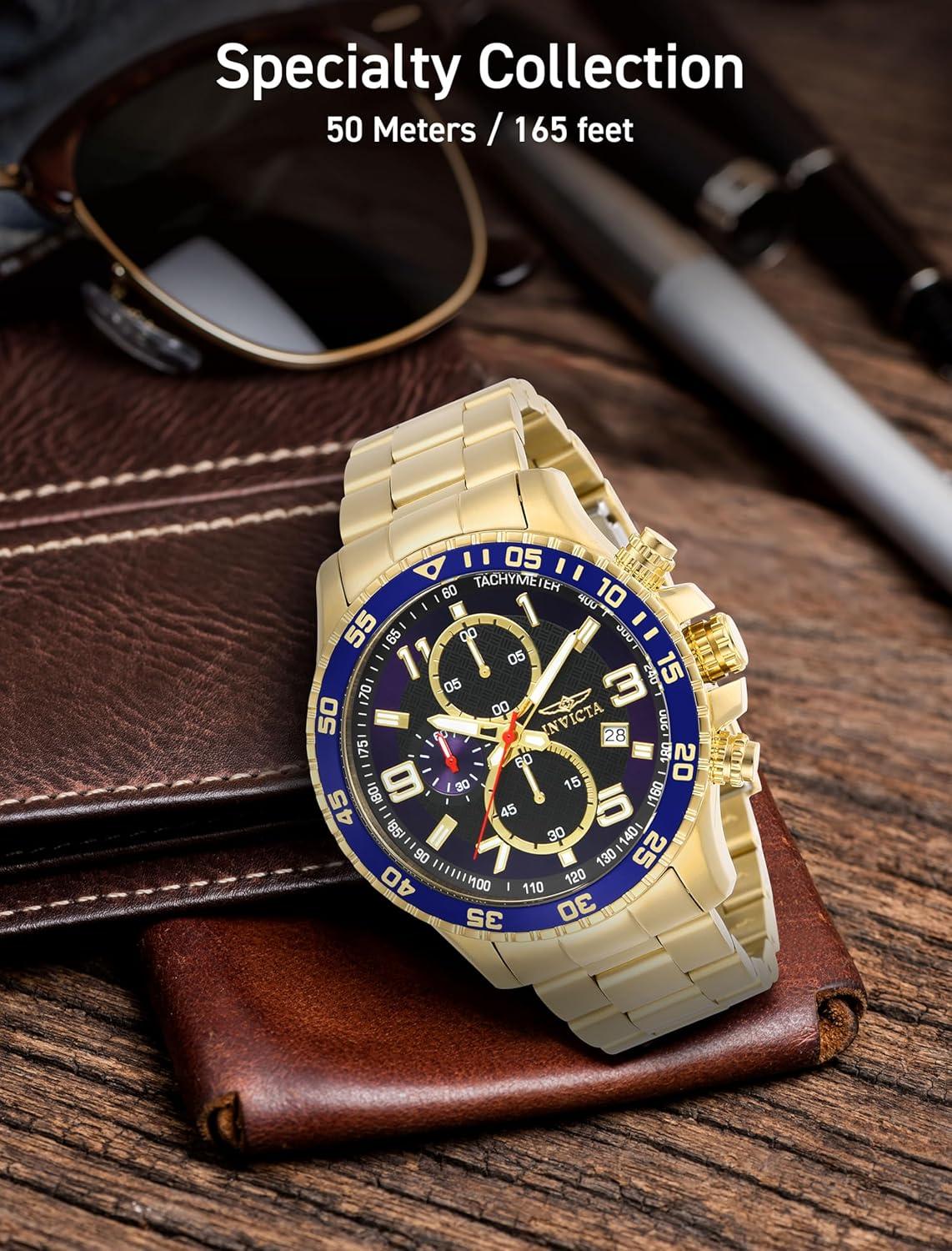 image:imageInvicta Mens Specialty Chronograph Textured Dial Stainless Steel WatchGold IonPlating