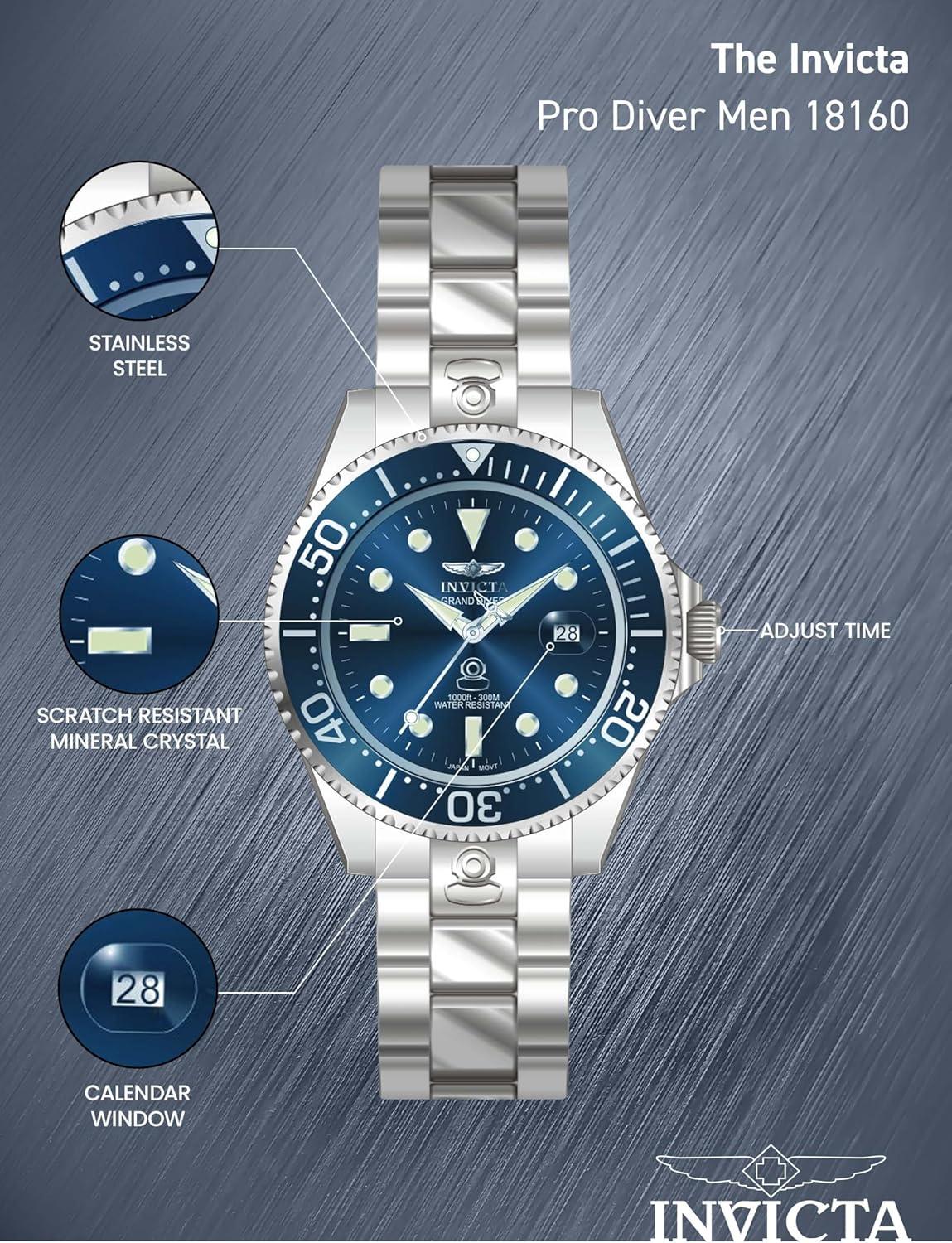 image:imageInvicta Mens amp Womens Pro Diver Automatic Watch18160