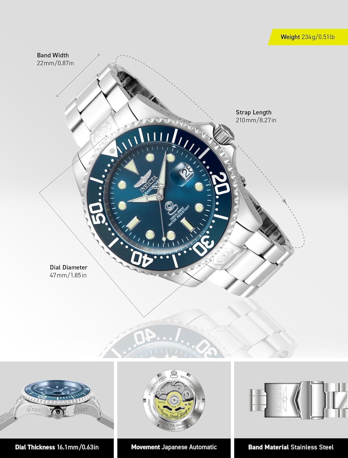 image:imageInvicta Mens amp Womens Pro Diver Automatic Watch18160