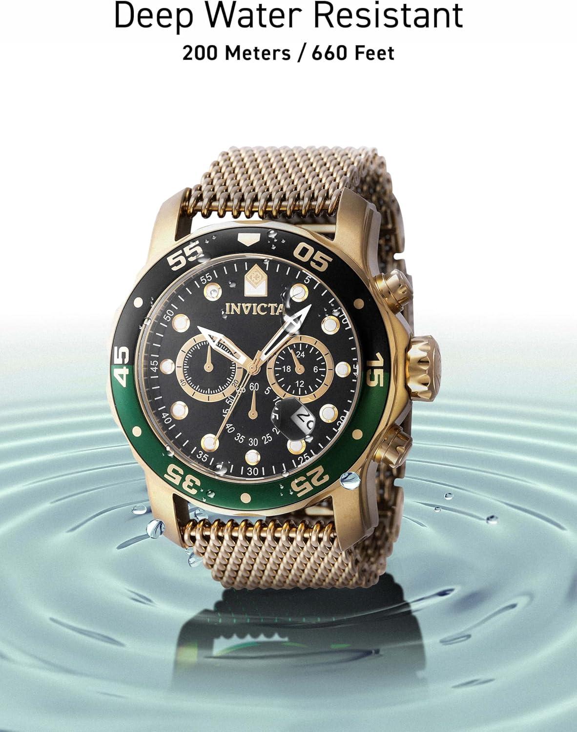 image:imageInvicta Pro Diver Mens Stainless Steel Quartz Movement Watch 48 mmGold Green Black