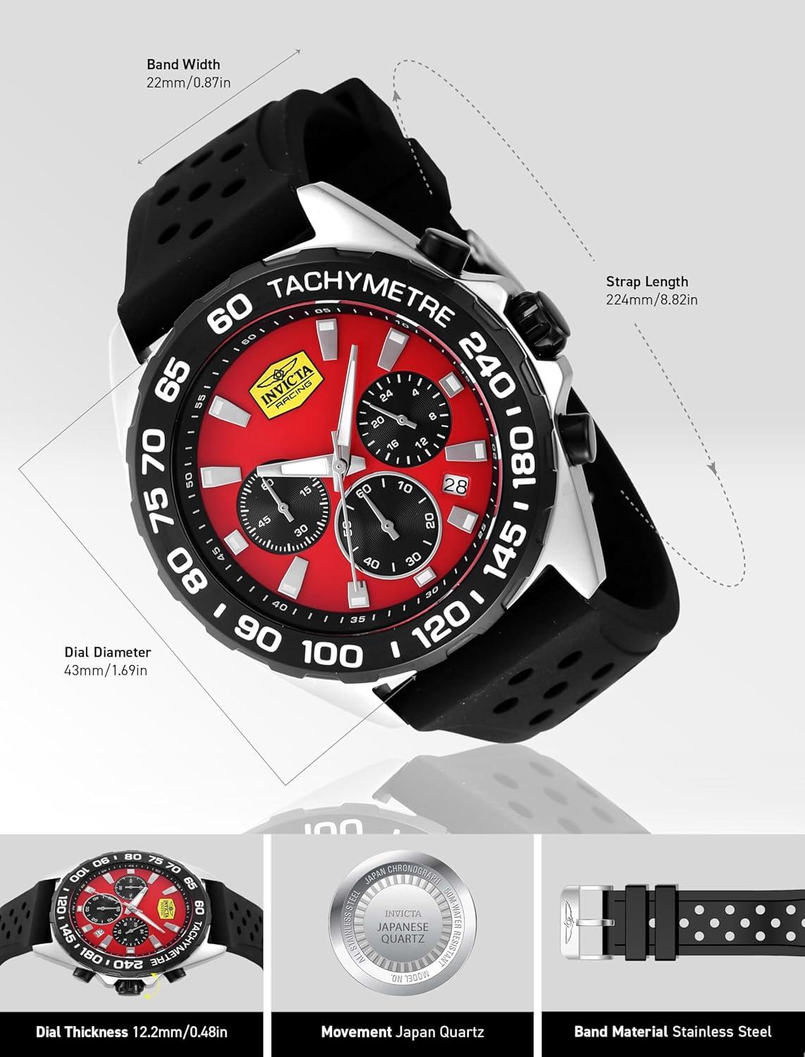 image:imageInvicta Racing Men 43mm VD53 QuartzBlack Red dial