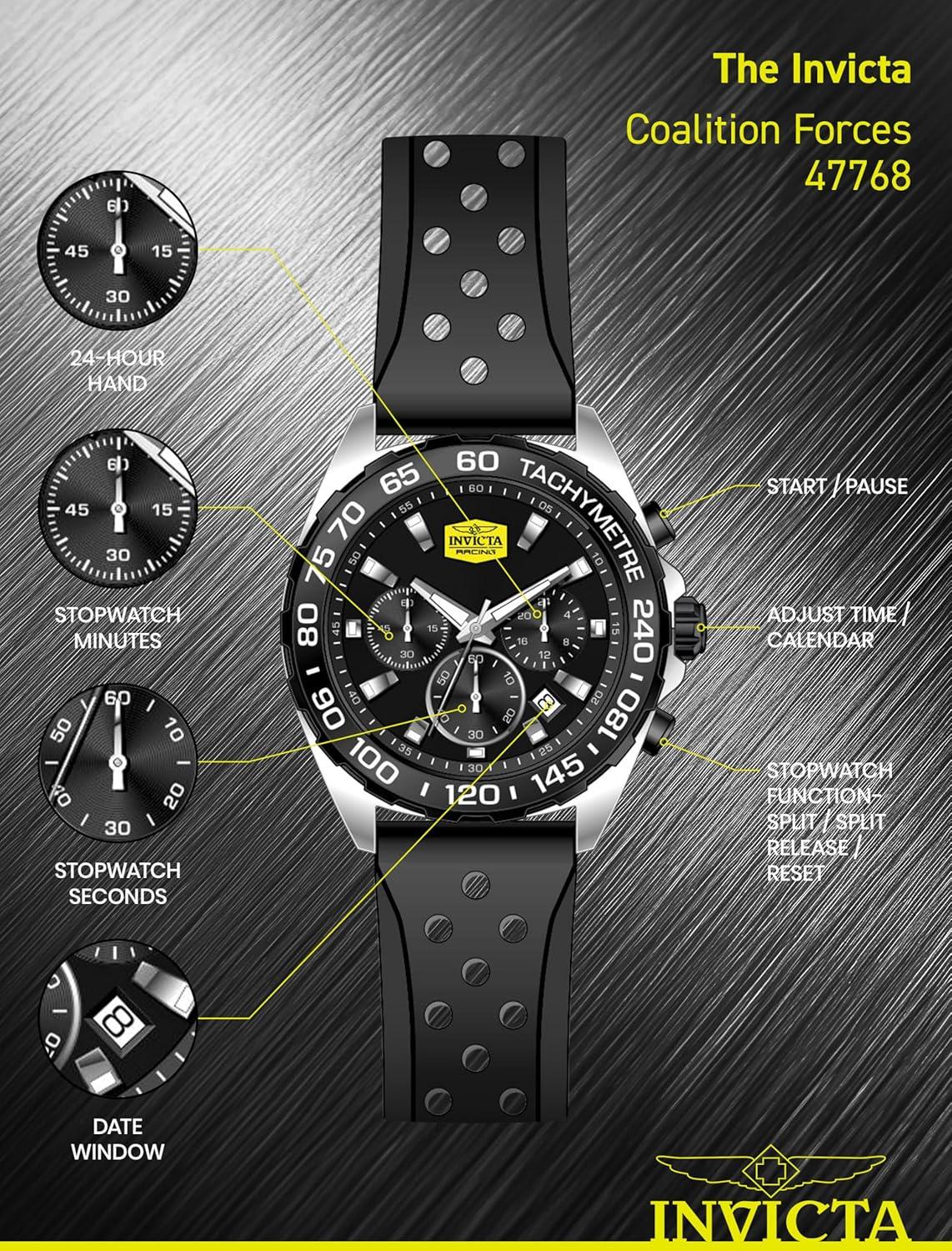 image:imageInvicta Racing Men 43mm VD53 QuartzBlack Silver dial