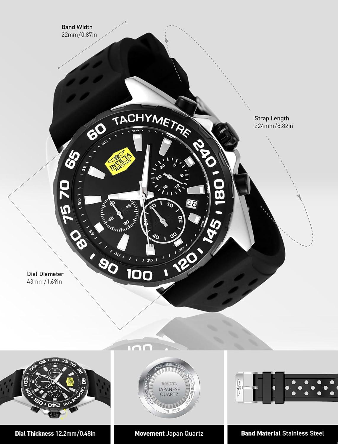 image:imageInvicta Racing Men 43mm VD53 QuartzBlack Silver dial