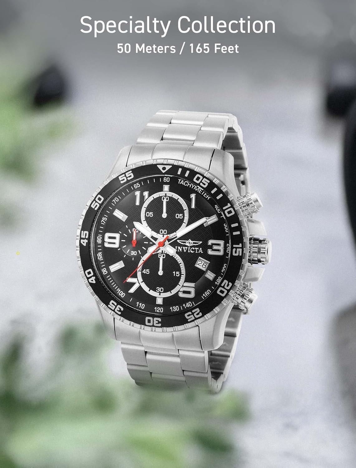 image:imageInvicta Specialty Stainless Steel Mens Quartz Watch 45mmSilver ToneBlack