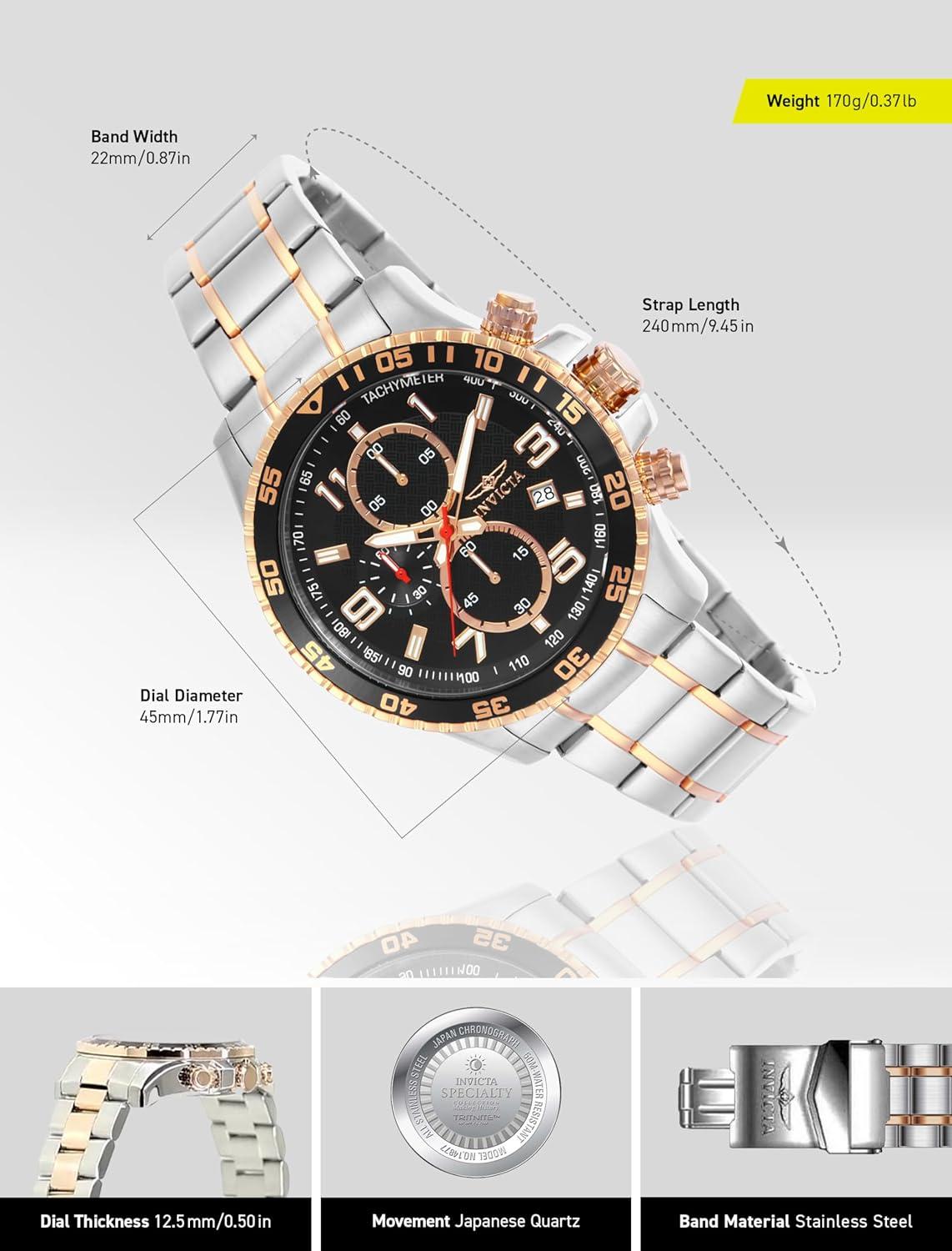 image:imageInvicta Specialty Stainless Steel Mens Quartz Watch 45mmSilverToneBlack
