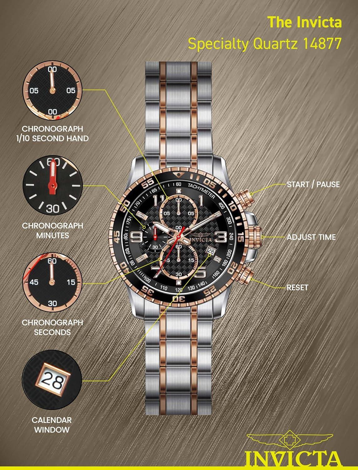 image:imageInvicta Specialty Stainless Steel Mens Quartz Watch 45mmSilverToneBlack