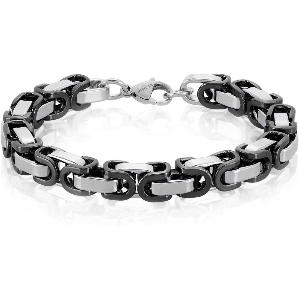 image:imageInvicta Bracelet for Men Stainless Steel Chain Jewelry Polished Byzantine 8mm 875Black