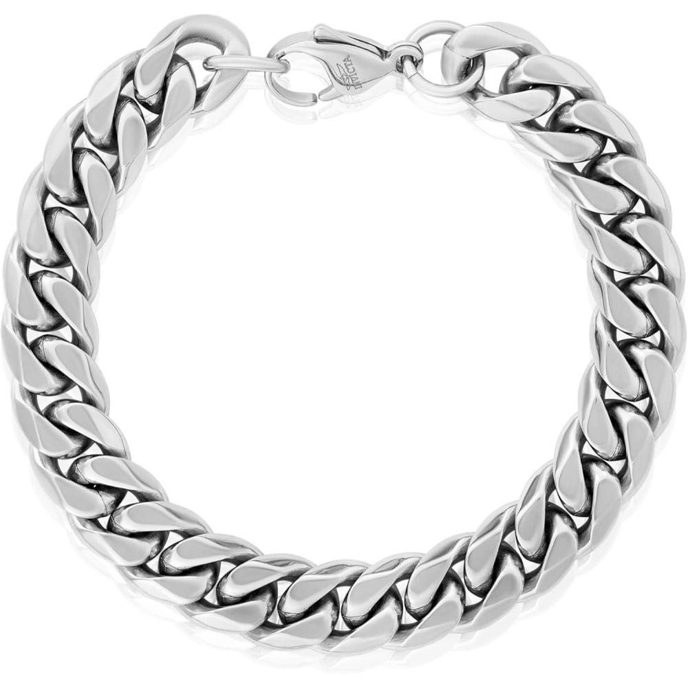image:imageInvicta Bracelet for Men Stainless Steel Chain Jewelry Polsihed Curb 12mm 875Silver