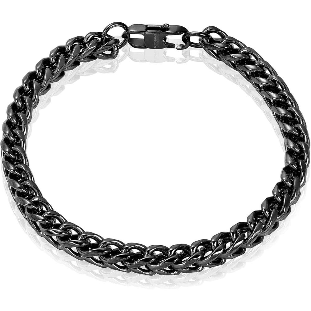 image:imageInvicta Bracelet for Men Stainless Steel Franco Chain Thin Jewelry 6mm 85Black