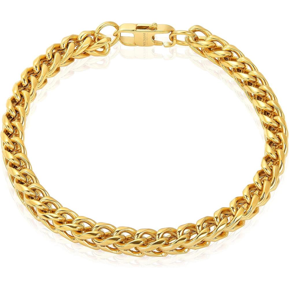 image:imageInvicta Bracelet for Men Stainless Steel Franco Chain Thin Jewelry 6mm 85Gold