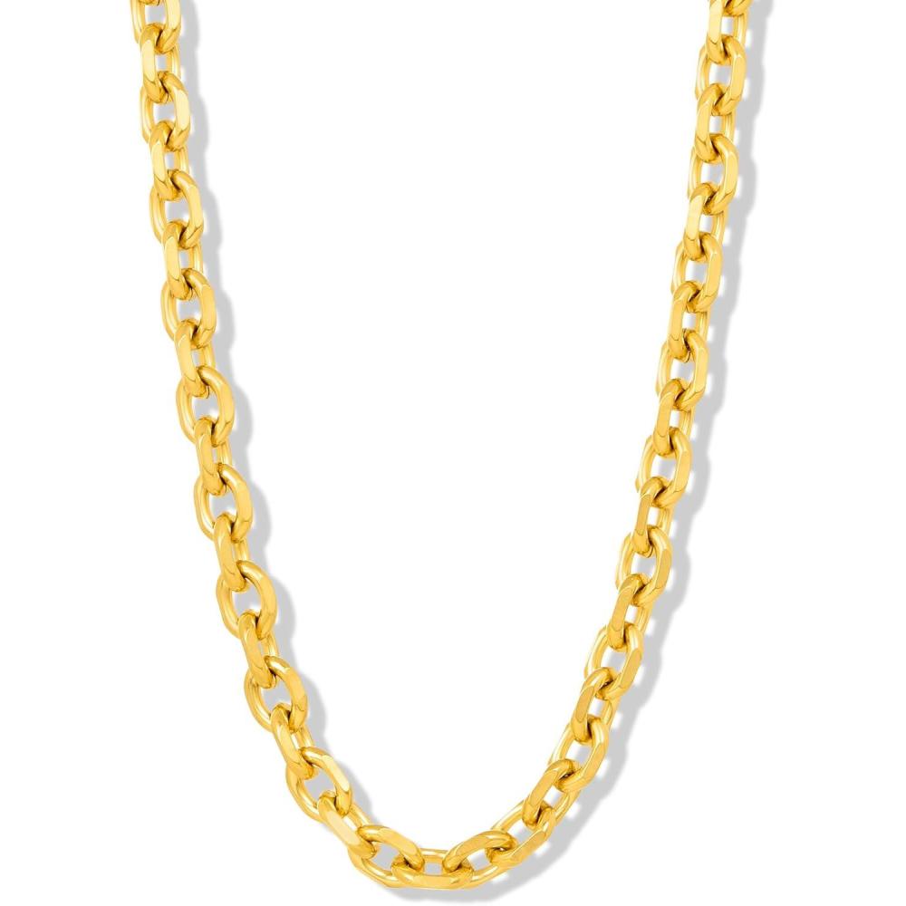 image:imageInvicta Jewelry Mens Knife Edge Oval Link Chain Necklace 106mm 24Gold