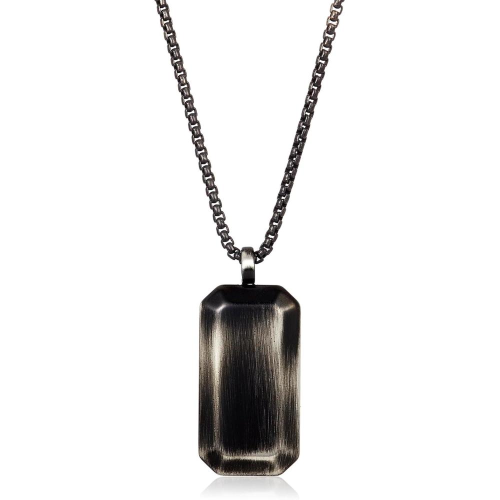 image:imageInvicta Jewelry Mens Small Beveled Edge Antiqued Dog Tag NecklaceGunmetal