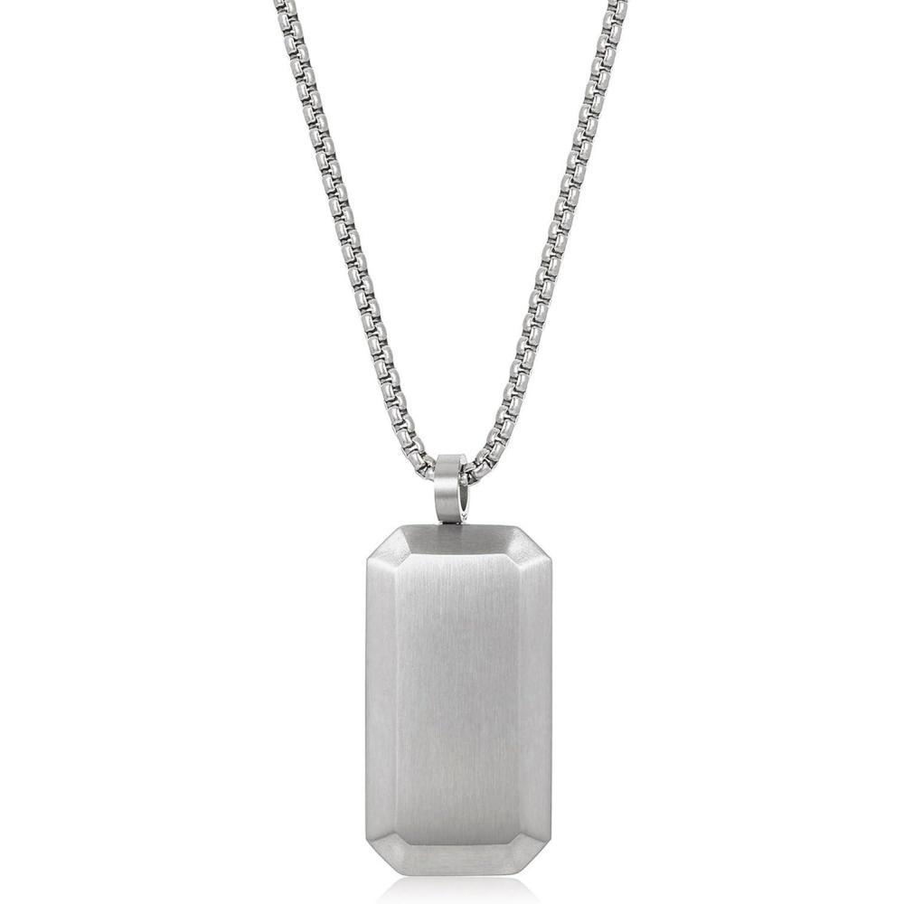 image:imageInvicta Jewelry Mens Small Beveled Edge Antiqued Dog Tag NecklaceSilver