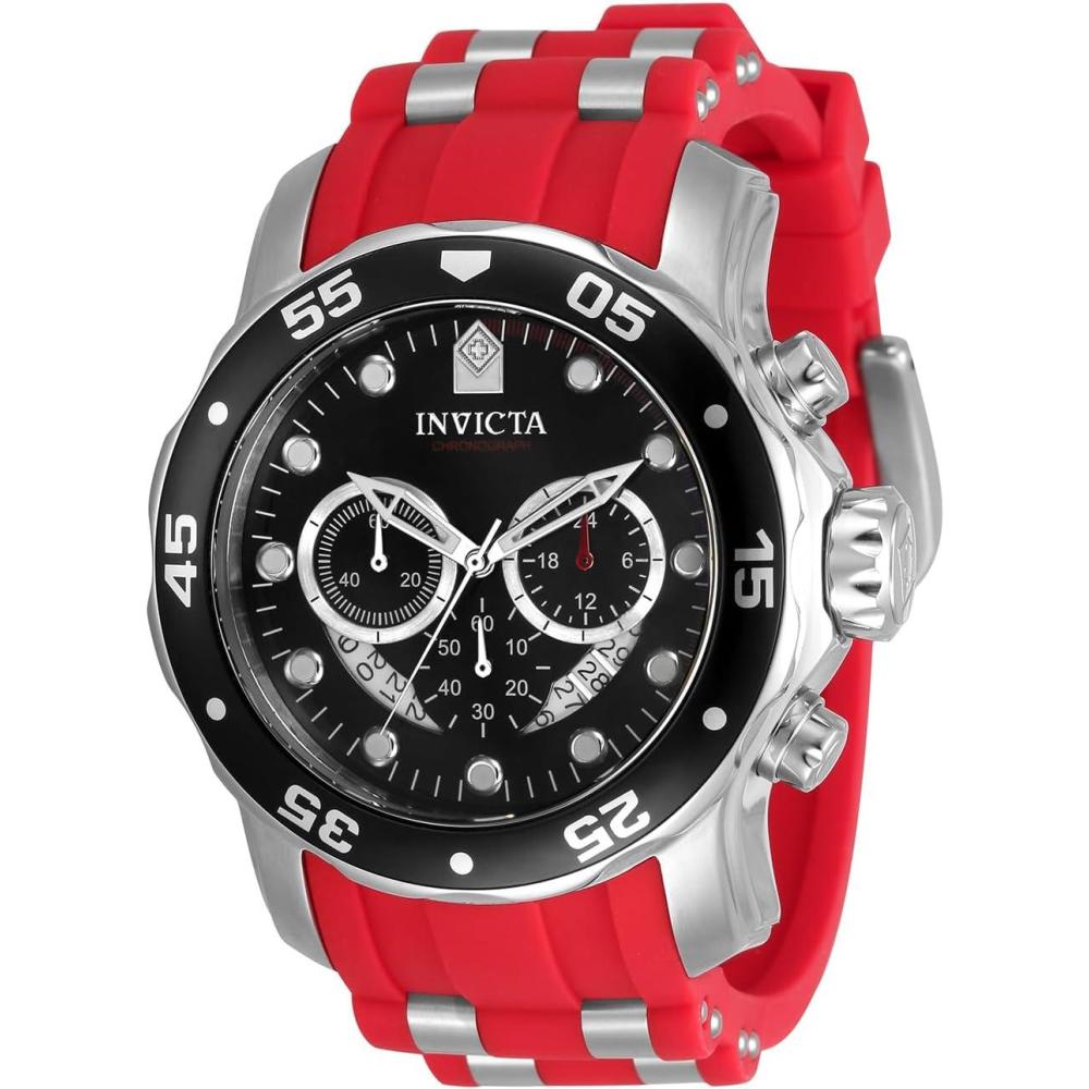 image:imageInvicta Mens Pro Diver Stainless Steel Quartz WatchBlackSilverRed