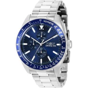 Invicta Aviator Men 45mm Stainless Steel Silver Blue dial VH67 Quartz