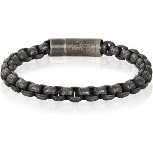 Invicta Bracelet for Men, Stainless Steel Chain Jewelry, Polished Box Links, 8mm, 9″(Gunmetal)