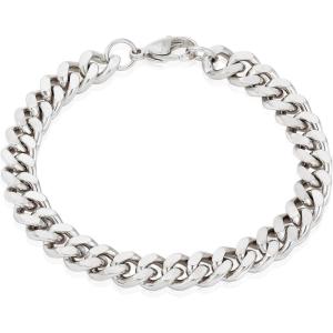 Invicta Bracelet for Men, Stainless Steel Curb Link Chain Jewelry, 8.5mm-11.5mm, 8.5″-9″(Silver)