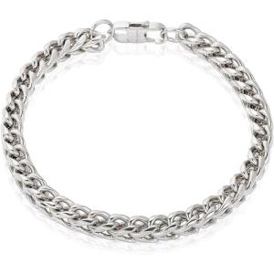 Invicta Bracelet for Men, Stainless Steel Franco Chain Thin Jewelry, 6mm, 8.5″(Silver)