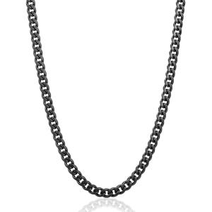 Invicta Jewelry Men’s Curb Chain Stainless Steel Necklace (6mm-11.5mm) – 24″(Black)