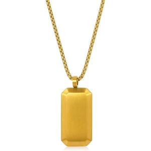 Invicta Jewelry Men’s Small Beveled Edge Antiqued Dog Tag Necklace(Gold)