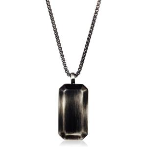 Invicta Jewelry Men’s Small Beveled Edge Antiqued Dog Tag Necklace(Gunmetal)