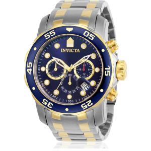 Invicta Men’s Pro Diver Scuba 48mm Two Tone Stainless Steel Chronograph Quartz Watch, TT/Blue (Model: 0077)
