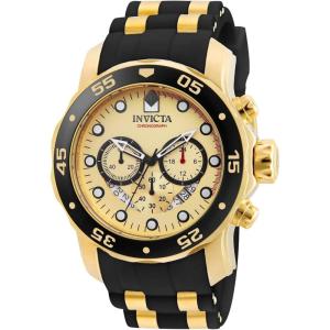 Invicta Men’s Pro Diver Stainless Steel Quartz Watch(Black/Gold with Gold Dial)