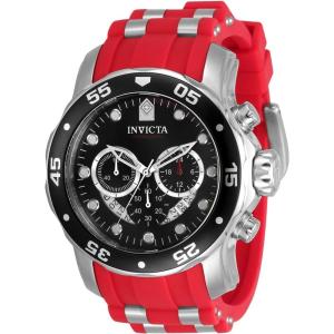 Invicta Men’s Pro Diver Stainless Steel Quartz Watch(Black/Silver/Red)