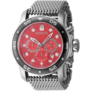 Invicta Pro Diver Men’s Stainless Steel Quartz Movement Watch – 48 mm(Silver + Red)