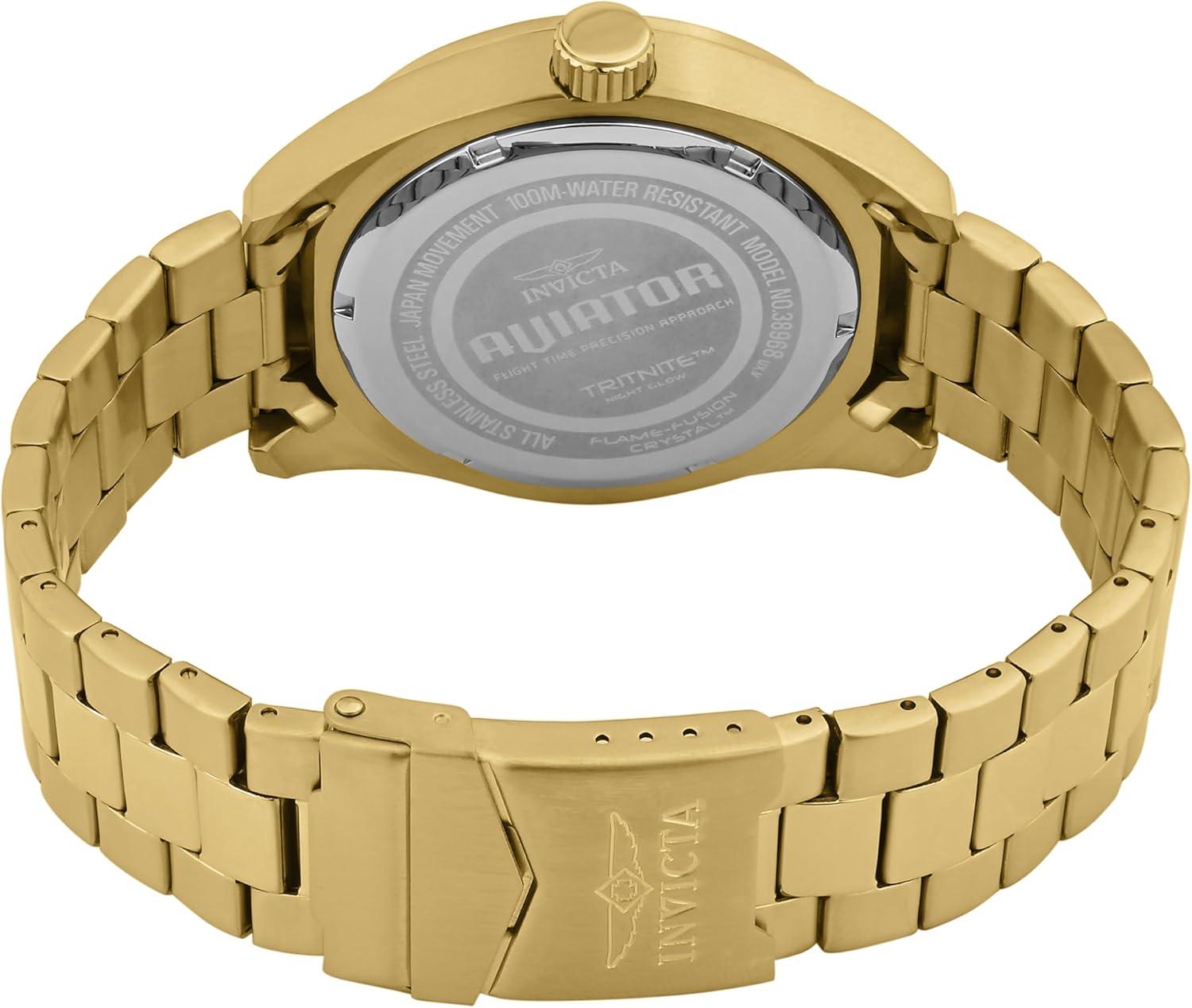 image:imageInvicta Aviator Stainless Steel Mens Quartz Watch 45mmGold