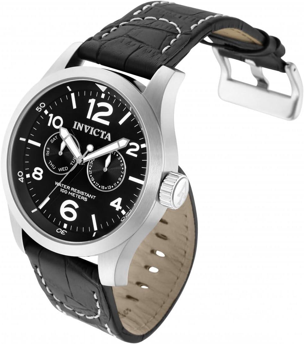 image:imageInvicta Mens 0764 IForce Stainless Steel Watch with Black Leather Band0764