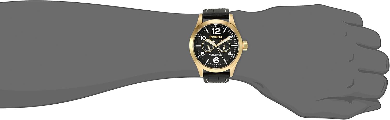 image:imageInvicta Mens 0764 IForce Stainless Steel Watch with Black Leather Band10491