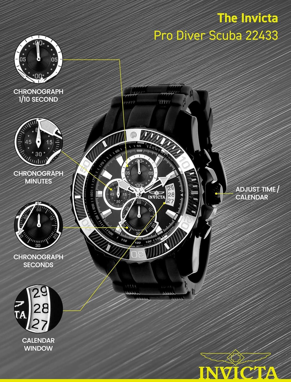 image:imageInvicta Mens 22433 Pro Diver Analog Display Quartz Black Watch
