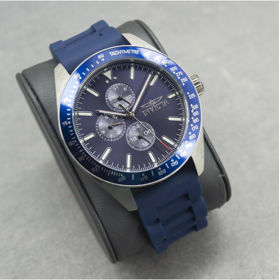 image:imageInvicta Mens Aviator 45mm Silicone Quartz Watch Blue Model 38401