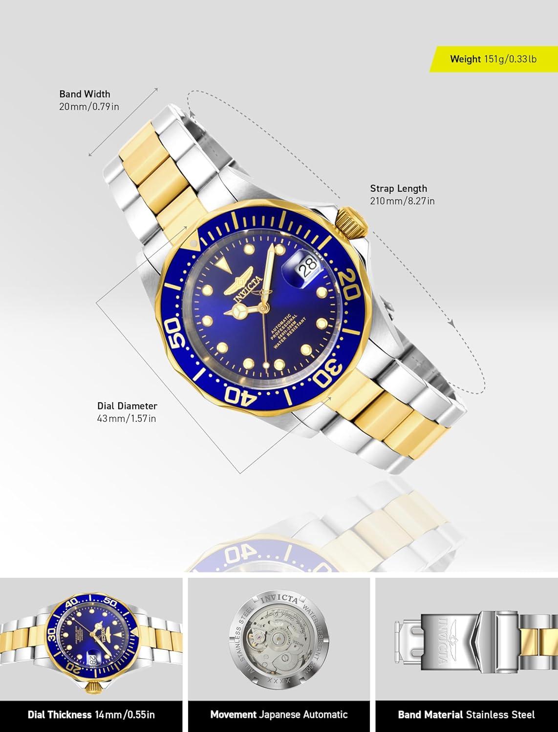 image:imageInvicta Mens Pro Diver Collection Automatic WatchGold Stainless Steel