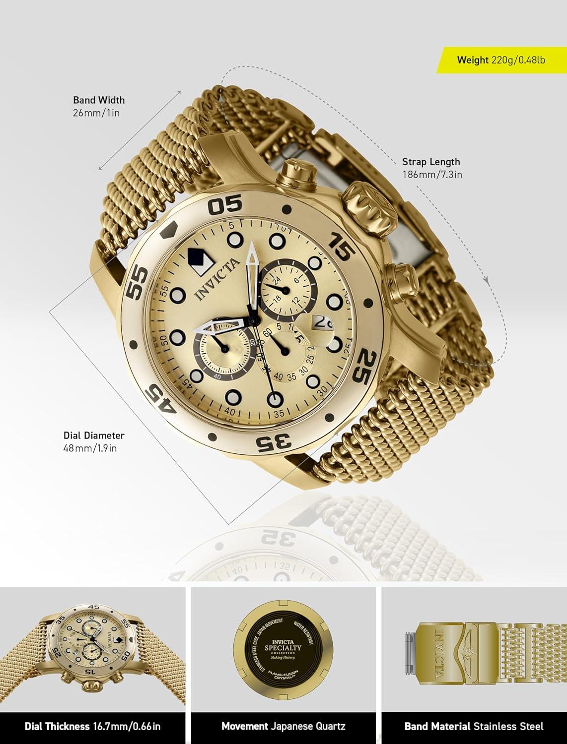 image:imageInvicta Pro Diver Stainless Steel Mens Quartz Watch 48mmGold Gold dial VD53