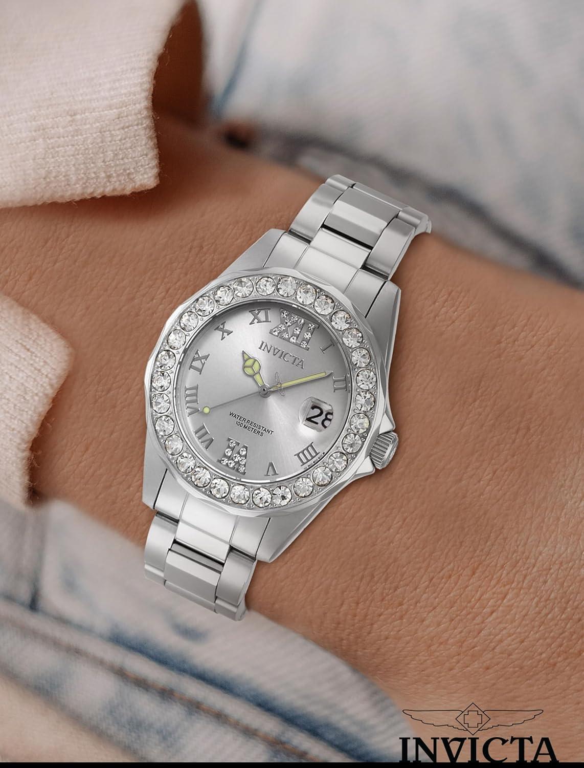 image:imageInvicta Womens 15251 Pro Diver Silver Dial Crystal Accented Stainless Steel Watch