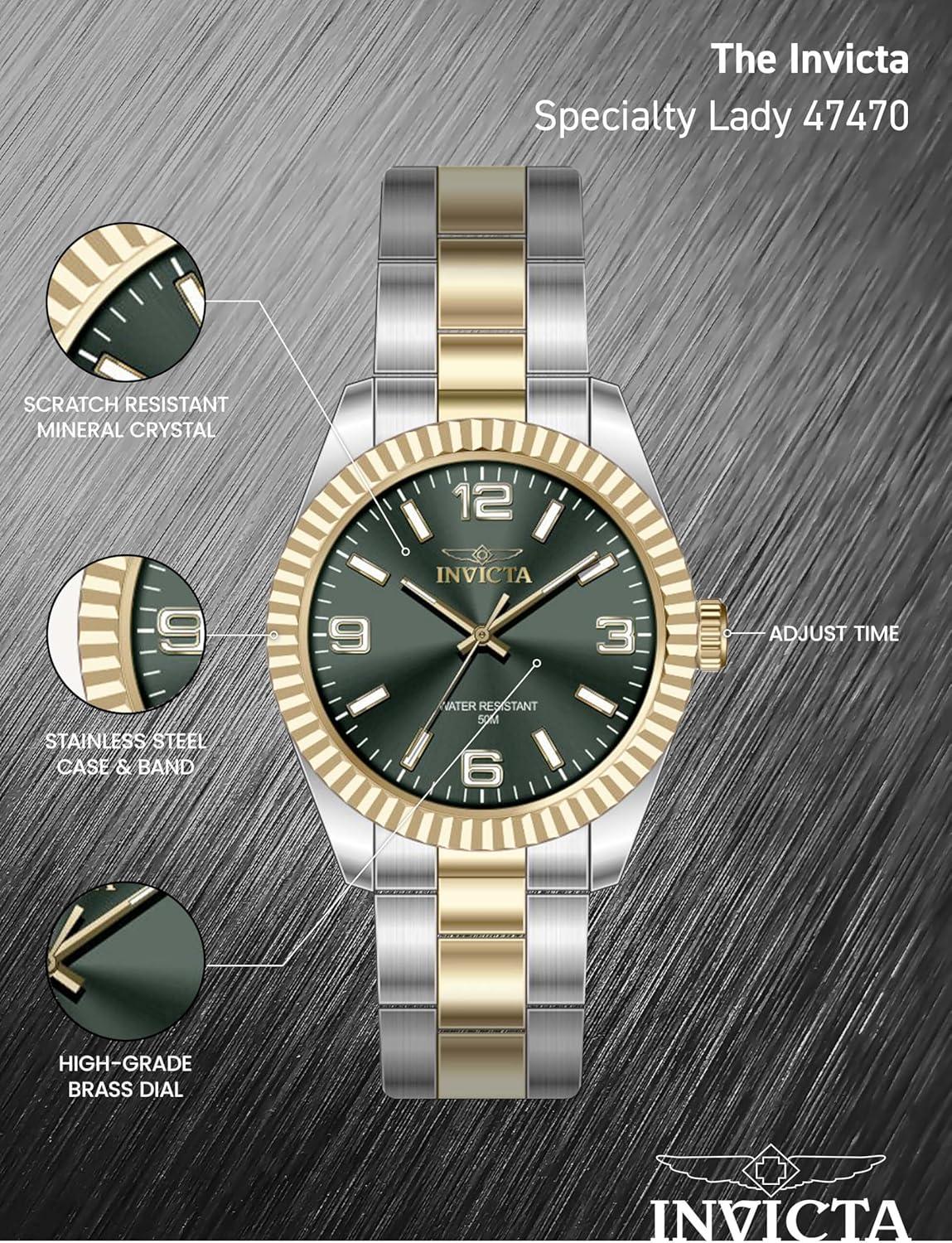 image:imageInvicta Womens 47470 Specialty Quartz 3 Hand Green Dial Watch