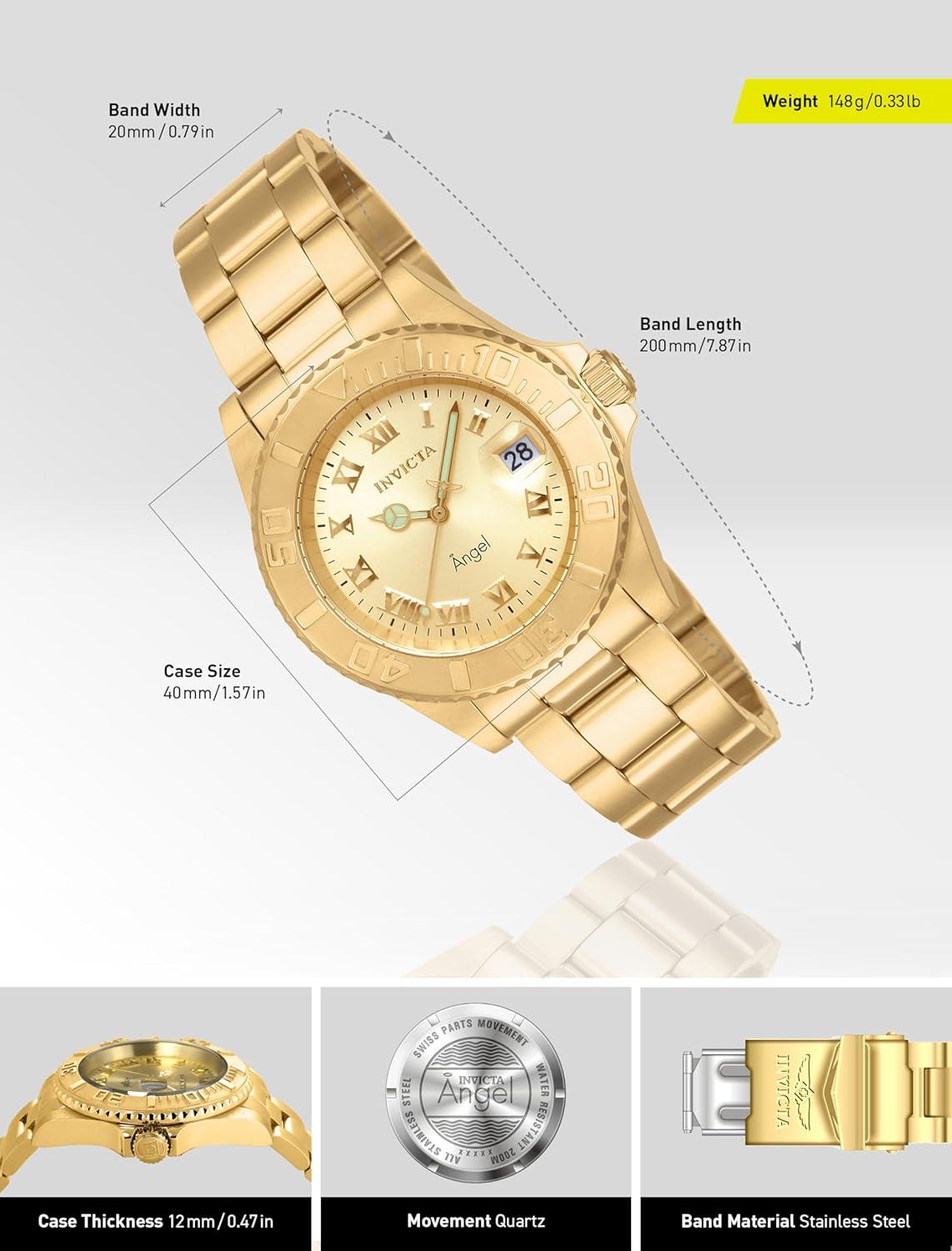 image:imageInvicta Womens Angel 40mm Gold ToneRose Tone Stainless Steel Quartz Watch Gold Model 14321 14368Stainless Steel