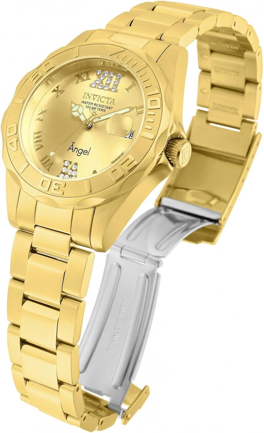 image:imageInvicta Womens Angel Analog Display Quartz Watch StainlessSteel Strap GoldSilver 18 Model 14396 14397GoldTone