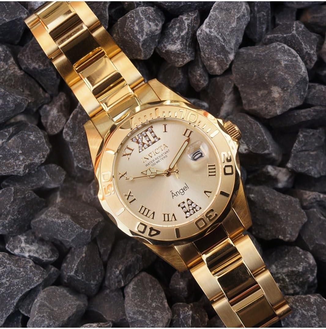 image:imageInvicta Womens Angel Analog Display Quartz Watch StainlessSteel Strap GoldSilver 18 Model 14396 14397GoldTone