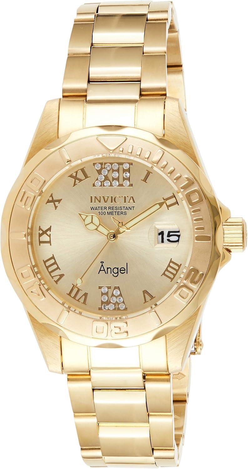 image:imageInvicta Womens Angel Analog Display Quartz Watch StainlessSteel Strap GoldSilver 18 Model 14396 14397GoldTone