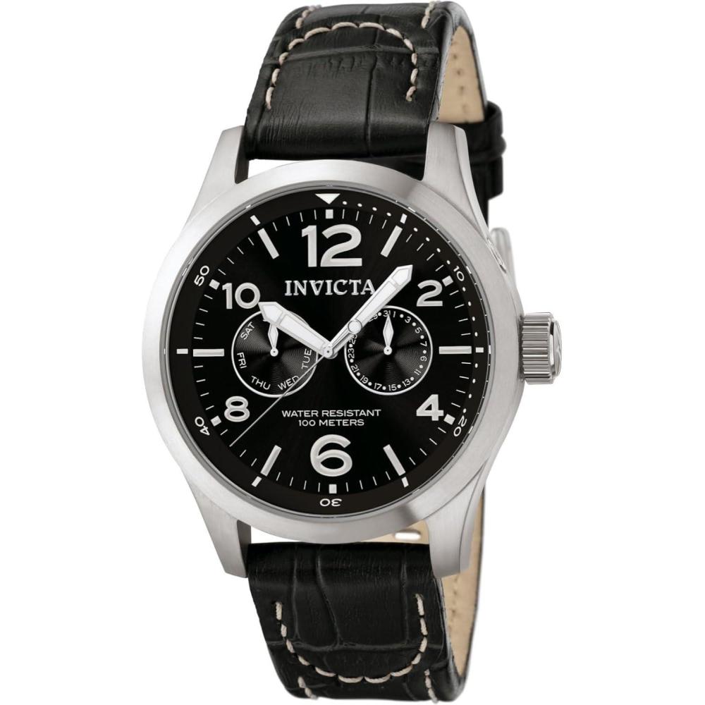 image:imageInvicta Mens 0764 IForce Stainless Steel Watch with Black Leather Band0764
