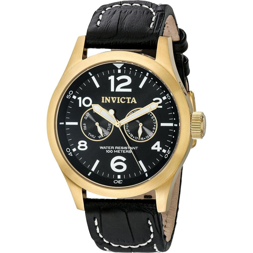 image:imageInvicta Mens 0764 IForce Stainless Steel Watch with Black Leather Band10491