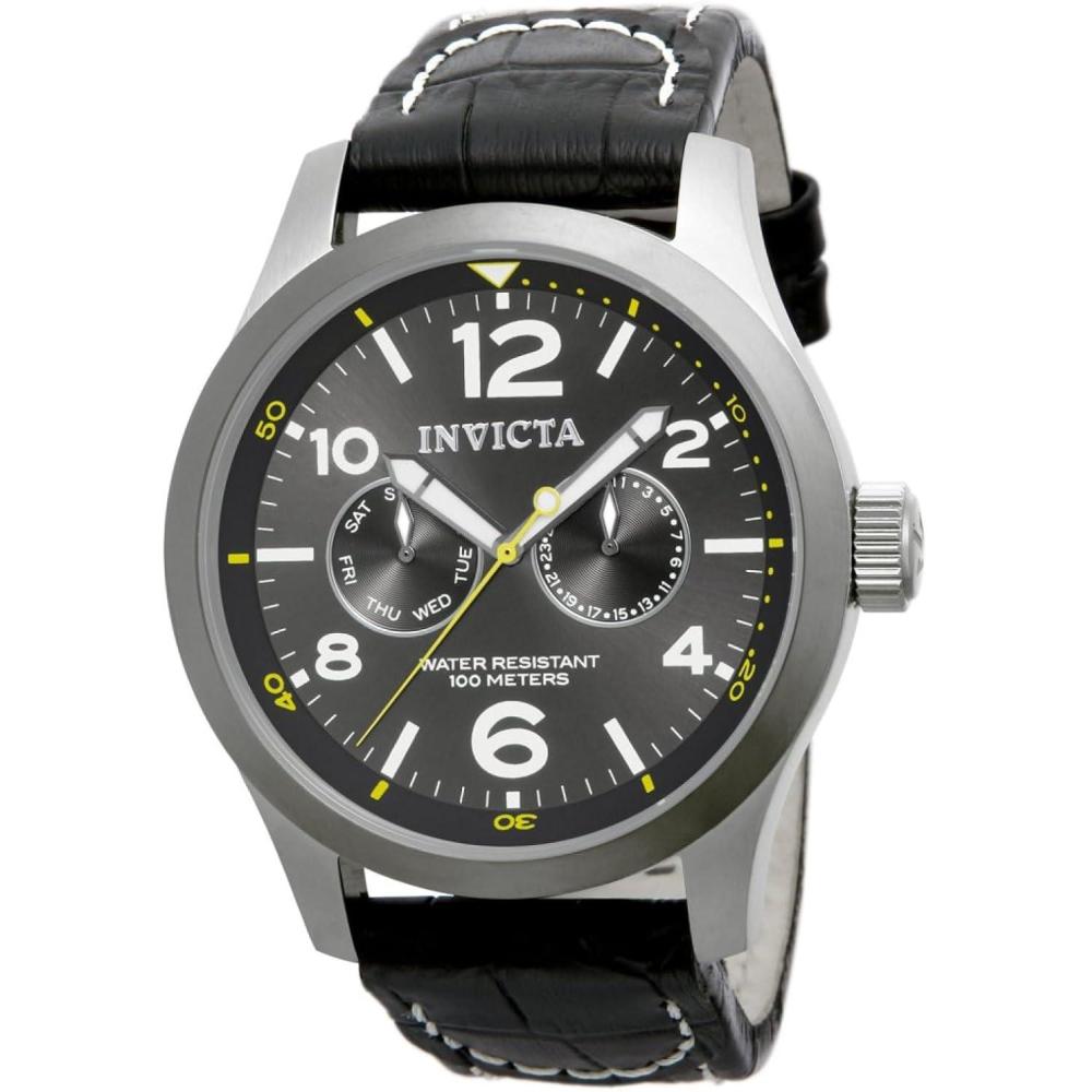 image:imageInvicta Mens 0764 IForce Stainless Steel Watch with Black Leather Band14142