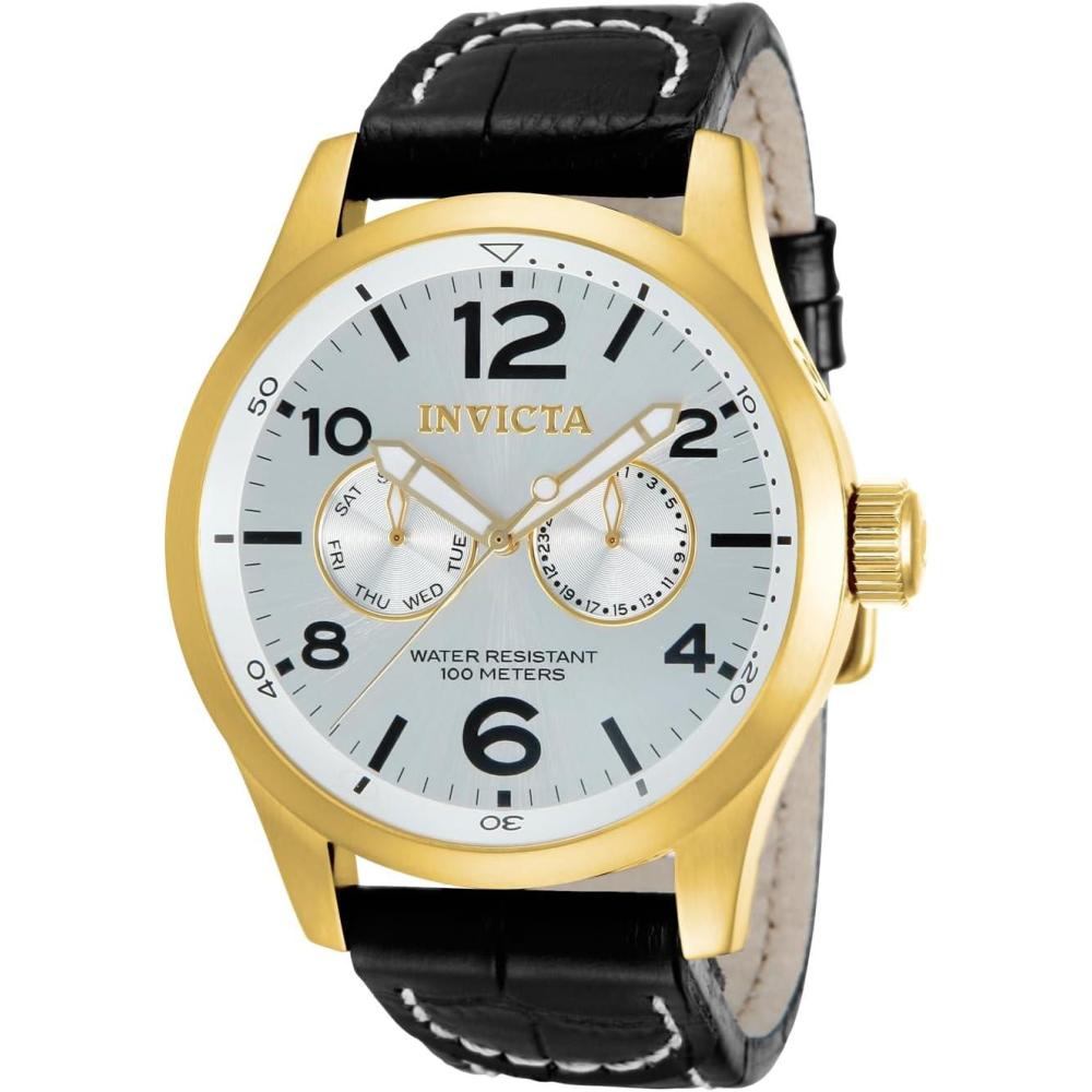 image:imageInvicta Mens 12172 Specialty Military Silver Dial Black Leather Watch