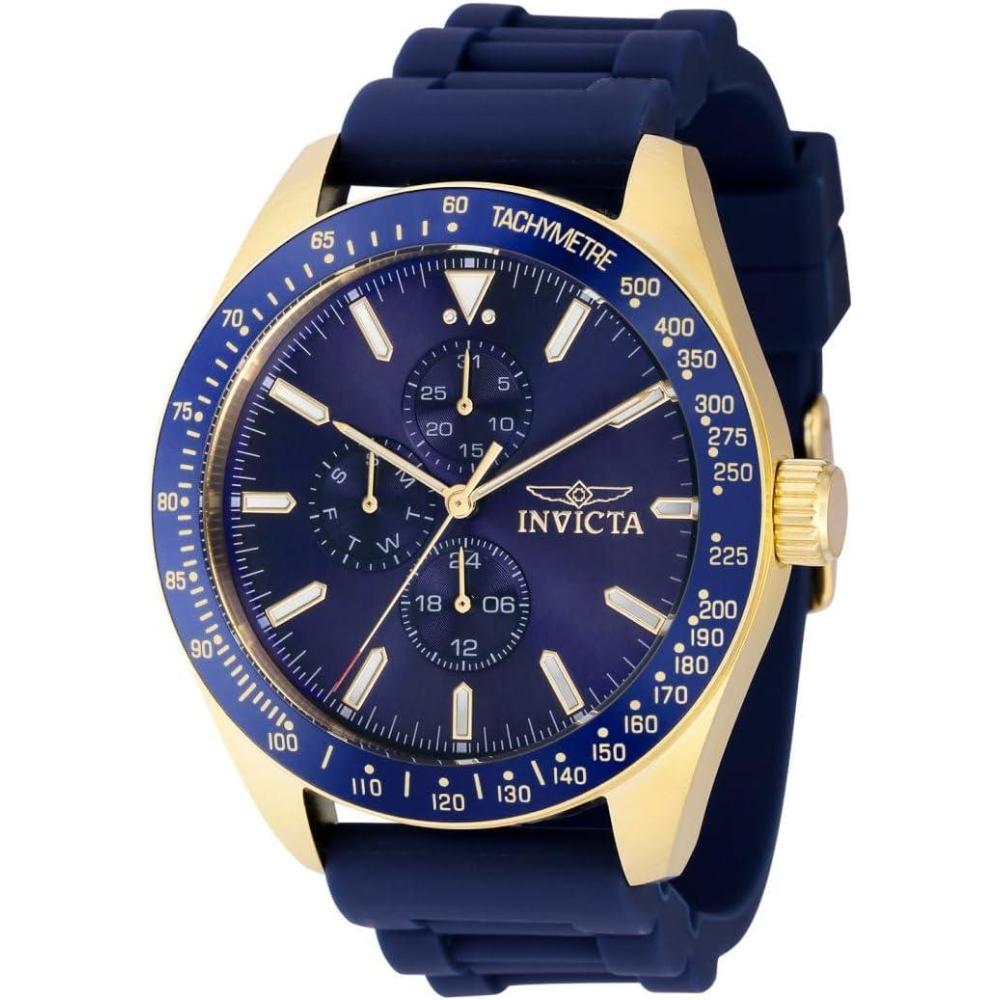 image:imageInvicta Mens Aviator 45mm Silicone Quartz Watch Blue Model 38403
