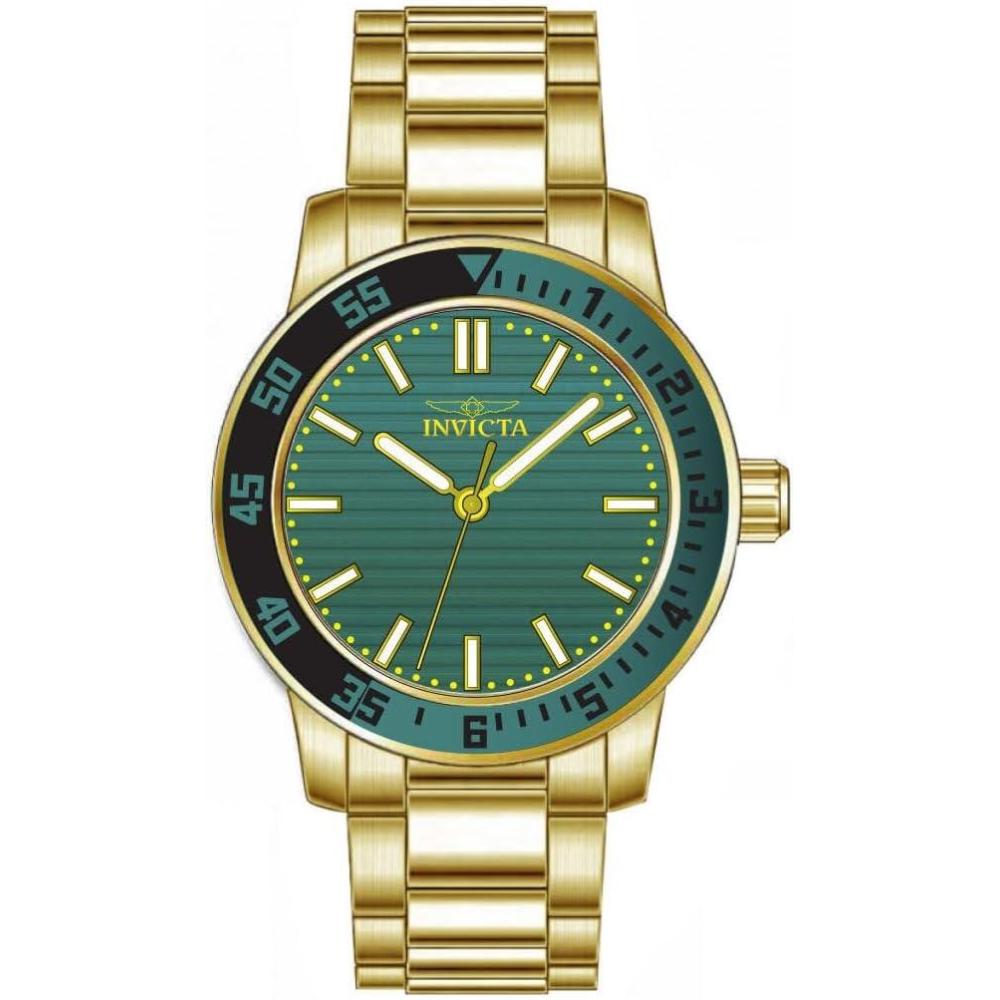 image:imageInvicta Specialty Men 45mm Stainless Steel Gold Green dial PC21J Quartz