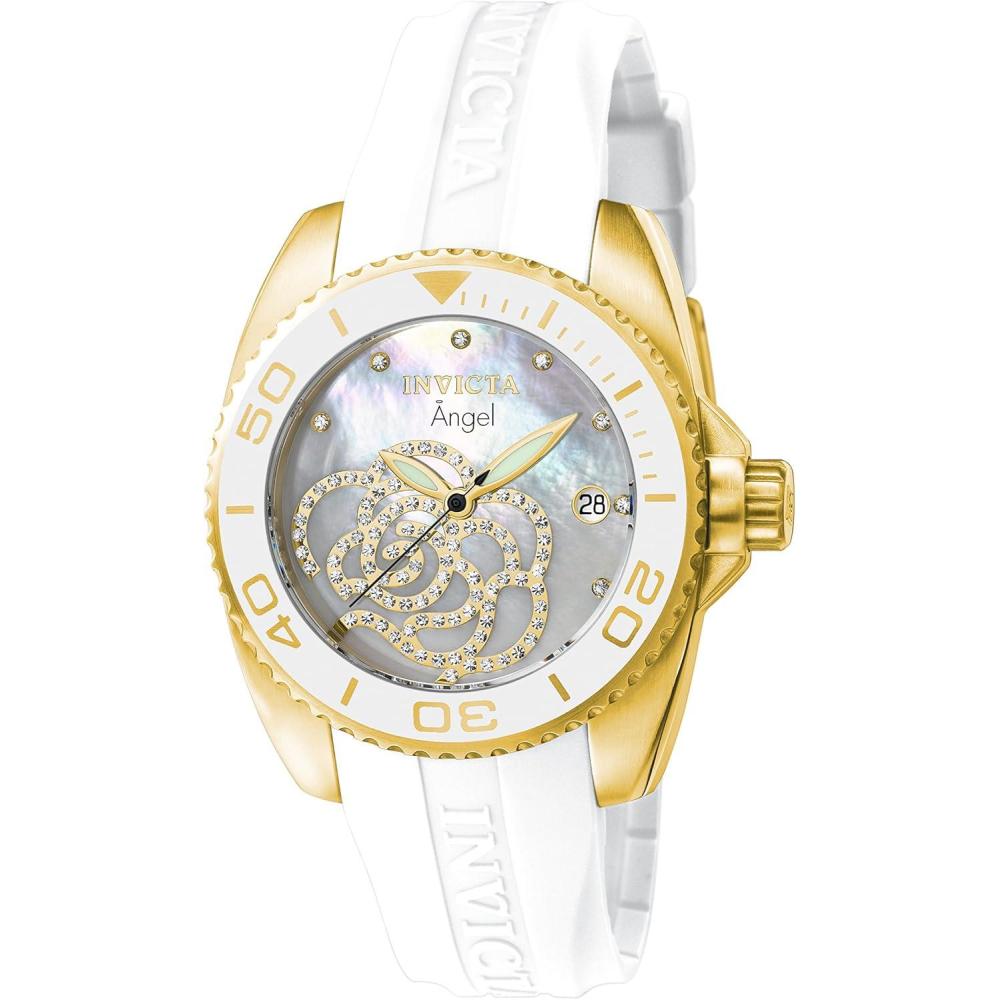image:imageInvicta Womens 0488 Angel GoldTone Watch with White Silicone Band