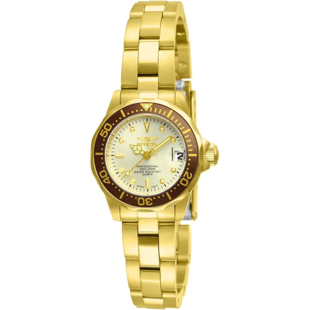 image:imageInvicta Womens 12527 ProDiver 18k Gold IonPlated Stainless Steel and Champagne Dial Bracelet Watch